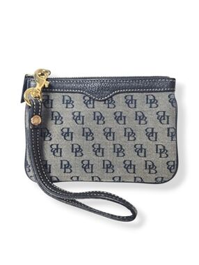 Dooney & Bourke Monogram Canvas Wristlet with Hidden Key Chain